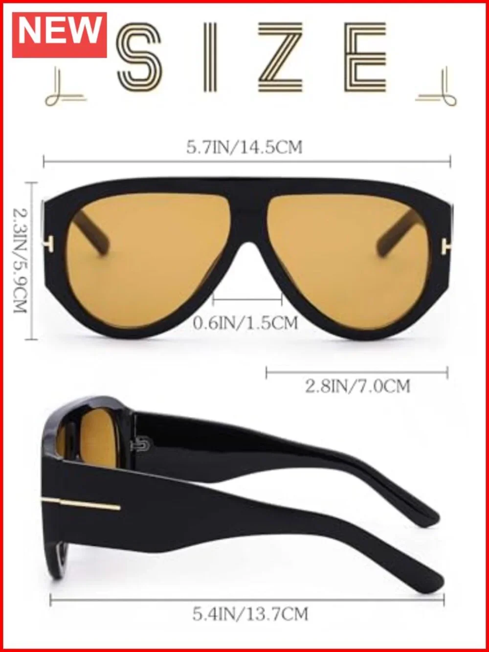 Retro Aviator Sunglasses Oversized Square Frame Classic Vintage Trendy UV